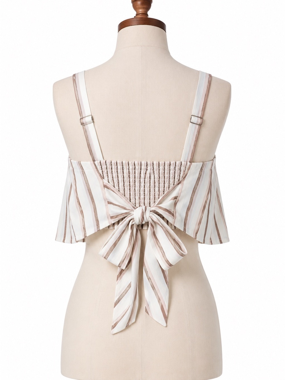 Abercrombie & Fitch Linen Blend Tie Back Striped Crop Top S - Picture 4 of 9